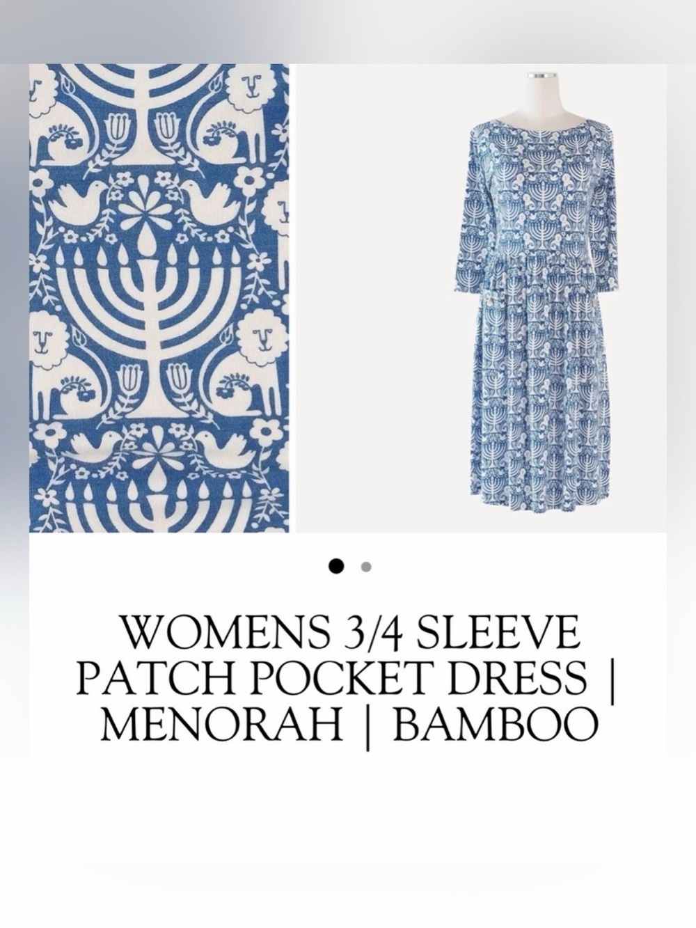 NWT! Kate Quinn Longsleeve Patch Pocket Dress Menorah Size XXL